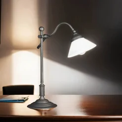 Schreibtischlampen|Glaslampen*Giovanni Battista Schreibtischlampe 40 cm Messing Glas Rustikal verstellbar