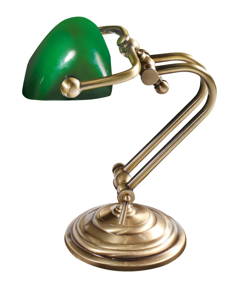 Giovanni Battista Schreibtischlampe Bronze Glasschirm Grün< Glaslampen|Metall Lampen