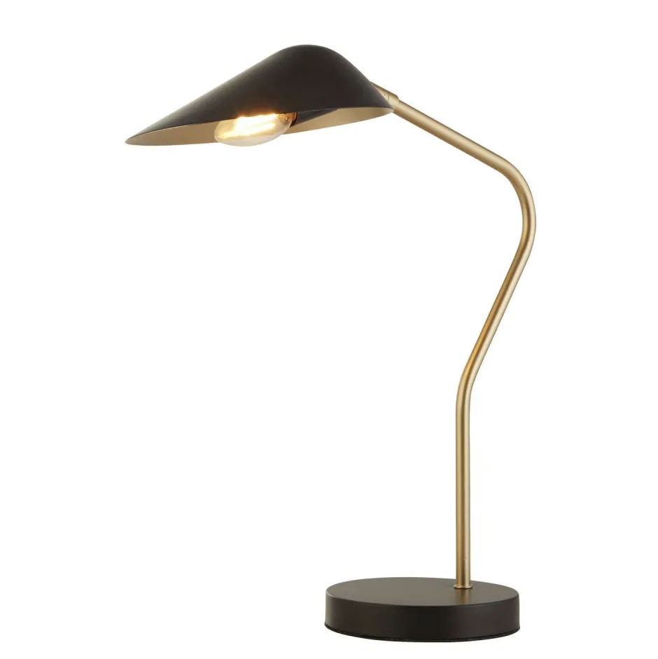 Bürolampen|Retro Lampen*Searchlight Schreibtischlampe E14 64,1 cm in Gold Schwarz matt
