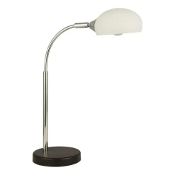 Glaslampen|Retro Lampen*Searchlight Schreibtischlampe Glas Metall H: 49 cm Weiß Chrom verstellbar