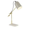 Schreibtischlampen|Retro Lampen*Searchlight Schreibtischlampe Grau Gold verstellbar 49 cm Marmor Sockel