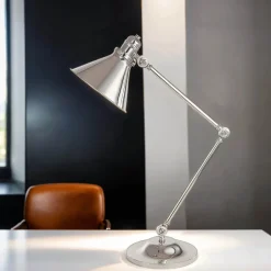 Elstead Schreibtischlampe ISMENE Nickel 66cm Tisch Leuchte< Tischlampen|Industrie Lampen