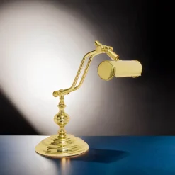 Tischlampen|Badezimmer Lampe*Giovanni Battista Schreibtischlampe Messing poliert 38 cm schwenkbar E14