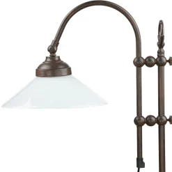 Giovanni Battista Schreibtischlampe Messing Glas 49 cm E27 Braun Weiß< Glaslampen|Metall Lampen