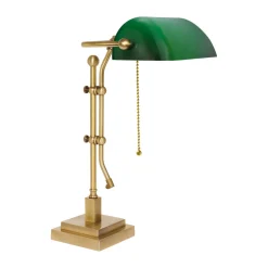 Giovanni Battista Schreibtischlampe Messing Glas H: 49 cm Zugschalter E27< Schreibtischlampen|Glaslampen