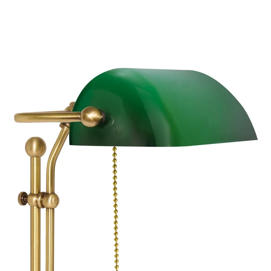 Giovanni Battista Schreibtischlampe Messing Glas H: 49 cm Zugschalter E27< Schreibtischlampen|Glaslampen