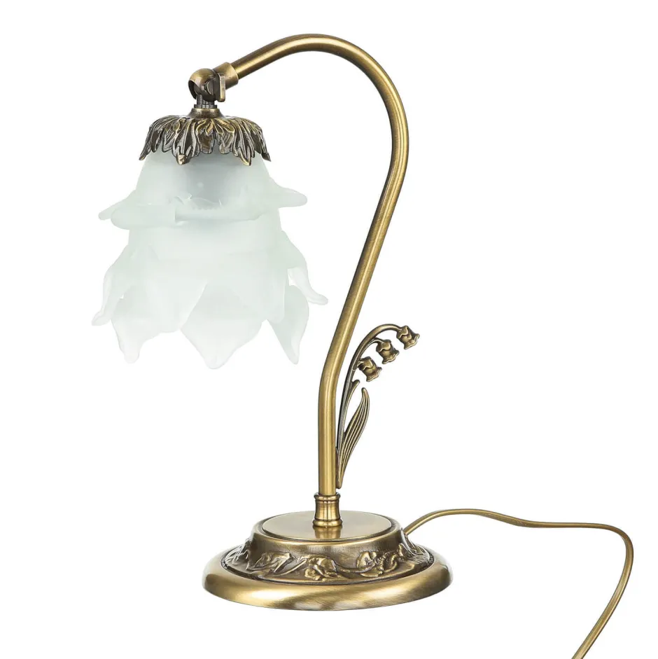 Tischlampen|Lampen Aus Aller Welt*Giovanni Battista Schreibtischlampe Messing Glas Floral schwenkbar