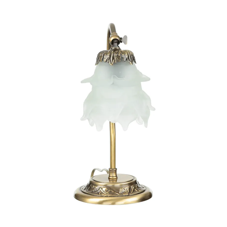 Tischlampen|Lampen Aus Aller Welt*Giovanni Battista Schreibtischlampe Messing Glas Floral schwenkbar