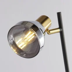 Searchlight Schreibtischlampe verstellbar 42 cm E14 Rauchglas Metall< Bürolampen|Glaslampen