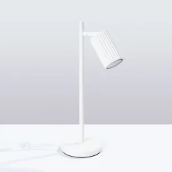 Bürolampen|Schlafzimmer Lampen*Sollux Schreibtischleuchte Weiß Metall H: 43 cm schwenkbar GU10