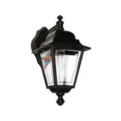 Außenwandleuchten|Rustikale Lampen*Lido Schwarze Außenlampe Aluminium IP44 Rustikal E27