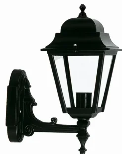 Lido Schwarze Außenlampe Rustikal IP44 E27 H:37cm Laterne< Außenleuchten Antik|Außenwandleuchten