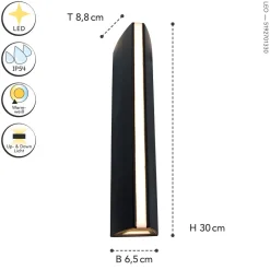 Led Außenleuchten|Moderne Außenleuchten*Eco-Light Schwarze Außenleuchte Modern E27 IP54 H:30 cm blendarm