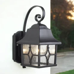 Rustikale Lampen|Rustikale Außenleuchten*Elstead Schwarze Außenleuchte Rustikal IP44 wetterfest KENT