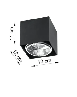 Sollux Schwarze Aufbauleuchte Aluminium eckig Modern< Moderne Lampen|Küchenlampen