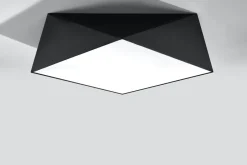 Wohnzimmerlampen|Moderne Lampen*Sollux Schwarze Deckenlampe LYNNDIE B:50cm geometrisch 3x E27