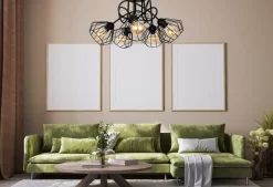 Bürolampen|Wohnzimmerlampen*Belis Schwarze Deckenlampe Metall Draht E27 L:60 cm 5-flammig