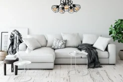 Bürolampen|Wohnzimmerlampen*Belis Schwarze Deckenlampe Metall Draht E27 L:60 cm 5-flammig