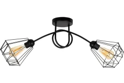 Belis Schwarze Deckenlampe Retro Metall E27 L:90 cm 2-flammig< Bürolampen|Wohnzimmerlampen