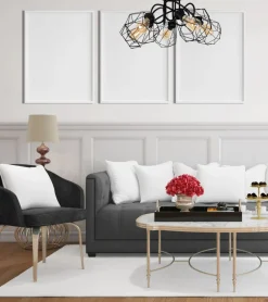 Belis Schwarze Deckenlampe Retro Metall E27 L:65 cm 5-flammig< Bürolampen|Wohnzimmerlampen