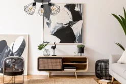 Bürolampen|Wohnzimmerlampen*Belis Schwarze Deckenlampe Retro Metall E27 L:65 cm 3-flammig