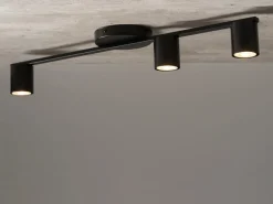 Sigma Schwarze Deckenlampe Zylinder GU10 3-flammig 70 cm groß< Deckenleuchten|Flurlampen