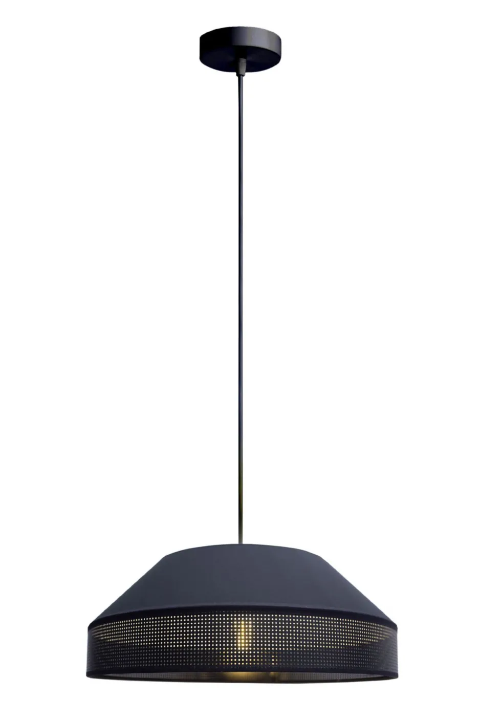 Wohnzimmerlampen|Stofflampen*Belis Schwarze Hängelampe blendarm Stoff wohnlich B:45 cm E27