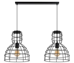Hängelampen|Bürolampen*Belis Schwarze Hängelampe Draht Metall 85 cm 2-flmg E27 Loft