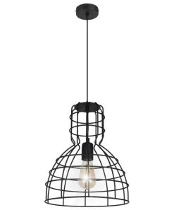 Belis Schwarze Hängelampe Drahtschirm Metall Ø30 cm E27 Loft< Hängelampen|Bürolampen