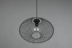 Hängelampen|Bürolampen*Trio Reality Schwarze Hängelampe Drahtschirm Metall E27 Ø38 cm Retro