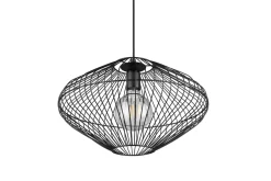 Hängelampen|Bürolampen*Trio Reality Schwarze Hängelampe Drahtschirm Metall E27 Ø38 cm Retro