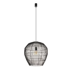 Bürolampen|Küchenlampen*Nowodvorski Schwarze Hängelampe E27 Bambus wohnlich Ø50 cm rund