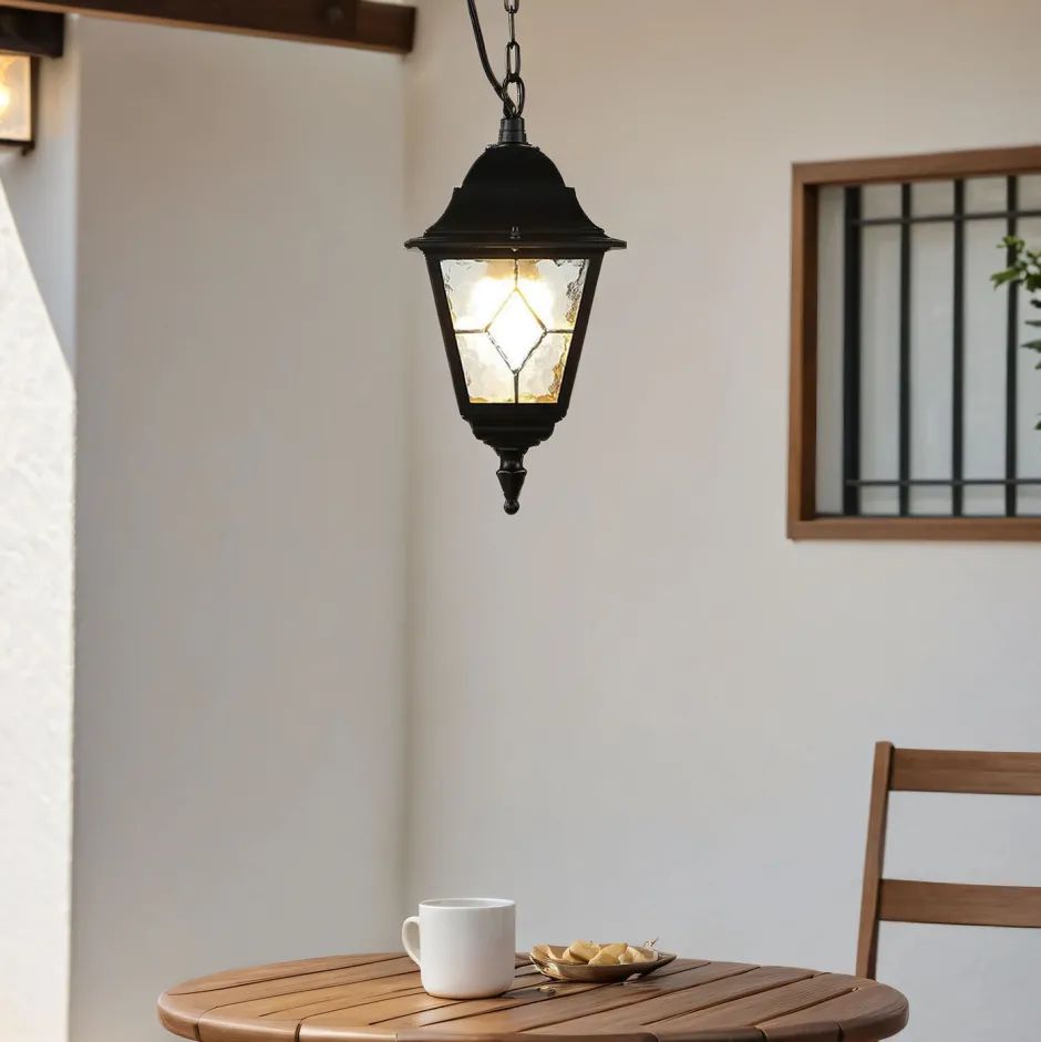Elstead Schwarze Hängelampe IP43 Rustikal Kirchenglas< Metall Lampen|Rustikale Lampen