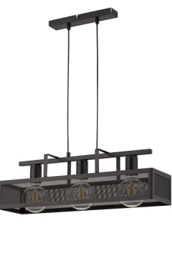 Hängelampen|Industrie Lampen*Sigma Schwarze Hängelampe Metall 3-flammig Industrie Design