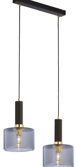 Hängelampen|Moderne Lampen*Jupiter Schwarze Hängelampe Metall Glas in Rauchgrau E27