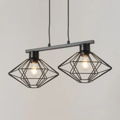 Vintage Lampen|Designerlampen*Sigma Schwarze Hängelampe Metall Draht bis 0,8 m E27 Vintage