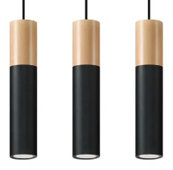 Hängelampen|Esszimmer Lampen*Sollux Schwarze Hängelampe Metall Holz Skandinavisch Esszimmer