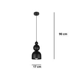 Belis Schwarze Hängelampe Metall Loft Design E27 B:17 cm rund< Hängelampen|Bürolampen