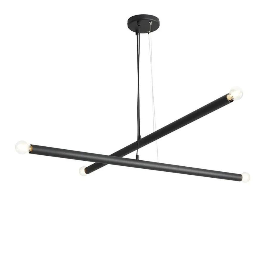 ALDEX Schwarze Hängelampe Retro B:100 cm E14 4-flammig Metall< Hängelampen|Bürolampen