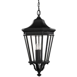 Außenleuchten Antik|Gartenlaternen*Elstead Schwarze Hängeleuchte Alu Glas verstellbar Rustikal