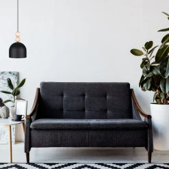 Hängelampen|Bürolampen*Belis Schwarze Hängeleuchte Metall Holz Ø17 cm E27 wohnlich