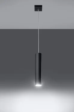 Sollux Schwarze Hängeleuchte Metall GU10 Ø 6 cm höhenverstellbar< Wohnzimmerlampen|Moderne Lampen