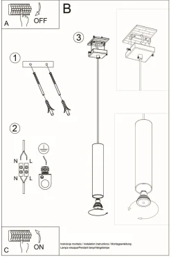 Sollux Schwarze Hängeleuchte Metall GU10 Ø 6 cm höhenverstellbar< Wohnzimmerlampen|Moderne Lampen