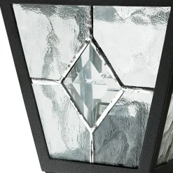 Vintage Lampen|Rustikale Außenleuchten*Elstead Schwarze Hoflampe mit Bewegungsmelder IP43 LEADWORTH