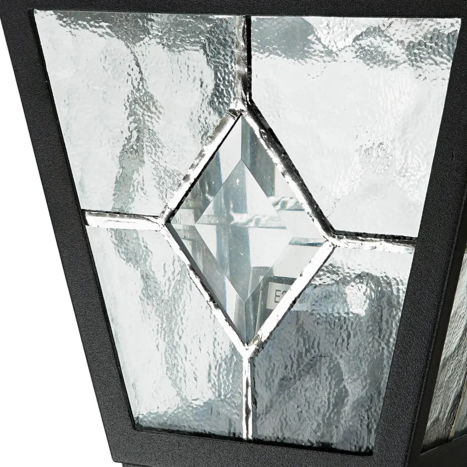 Vintage Lampen|Rustikale Außenleuchten*Elstead Schwarze Hoflampe mit Bewegungsmelder IP43 LEADWORTH