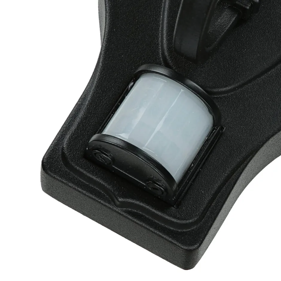 Vintage Lampen|Rustikale Außenleuchten*Elstead Schwarze Hoflampe mit Bewegungsmelder IP43 LEADWORTH