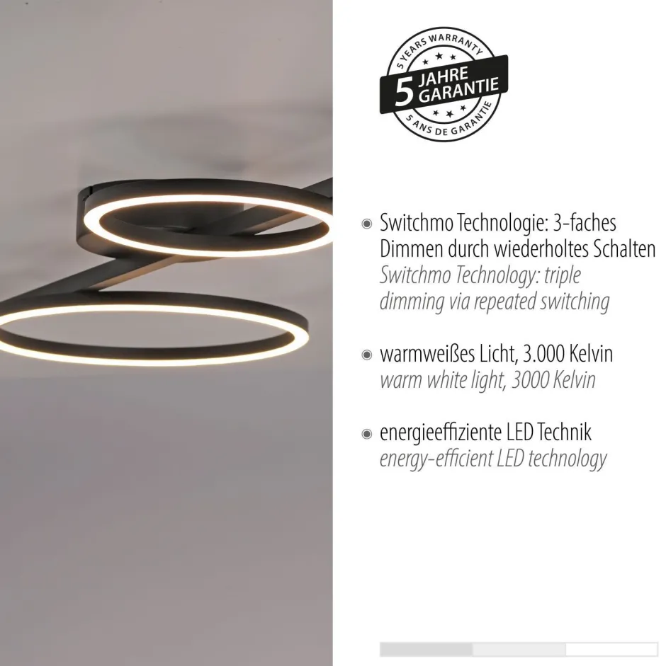 Deckenleuchten|Flurlampen*Just Light Schwarze LED Deckenlampe Metall 120 cm länglich 4850 lm