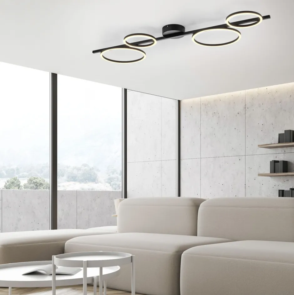 Deckenleuchten|Flurlampen*Just Light Schwarze LED Deckenlampe Metall 120 cm länglich 4850 lm