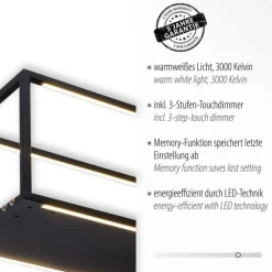 Paul Neuhaus Schwarze LED Hängelampe dimmbar Touch 105 cm Memory< Hängelampen|Bürolampen