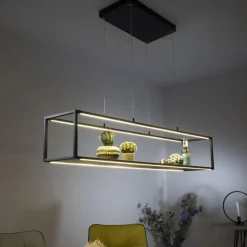 Paul Neuhaus Schwarze LED Hängelampe dimmbar Touch 105 cm Memory< Hängelampen|Bürolampen